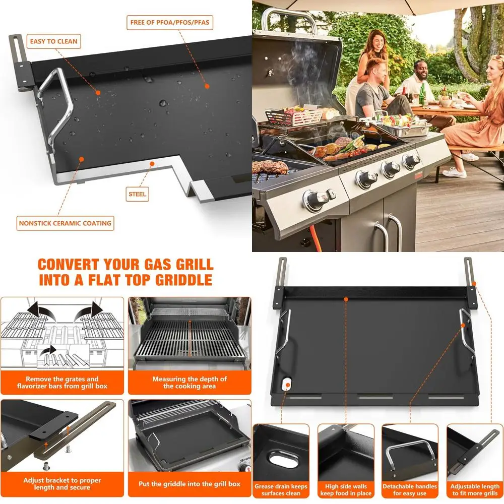 

Versatile Full-Size Griddle for 3-Burner Gas Grills - Fits Weber, Royal Gourmet, Cuisinart, Char-Broil, Nexgrill, Napoleon, Dyna