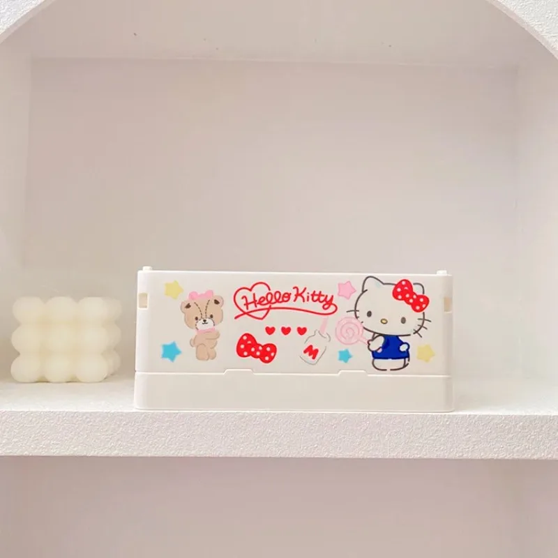 Sanrio Hello Kitty My Melody Kuromi Cinnamoroll Desktop Storage Box Foldable Stackable Cosmetic Organizer Girl's Desktop Storage