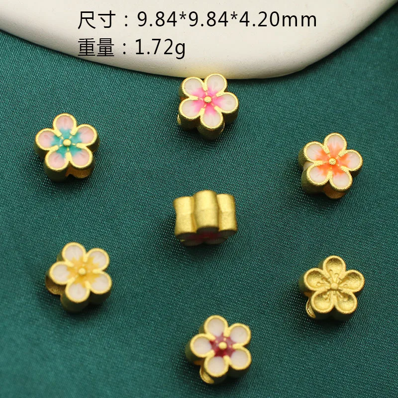 Ancient Fasha Golden Plum Blossom Flower Beads DIY Through Hole Large Hole Separated Bead Bracelet Foot Chain Accessories