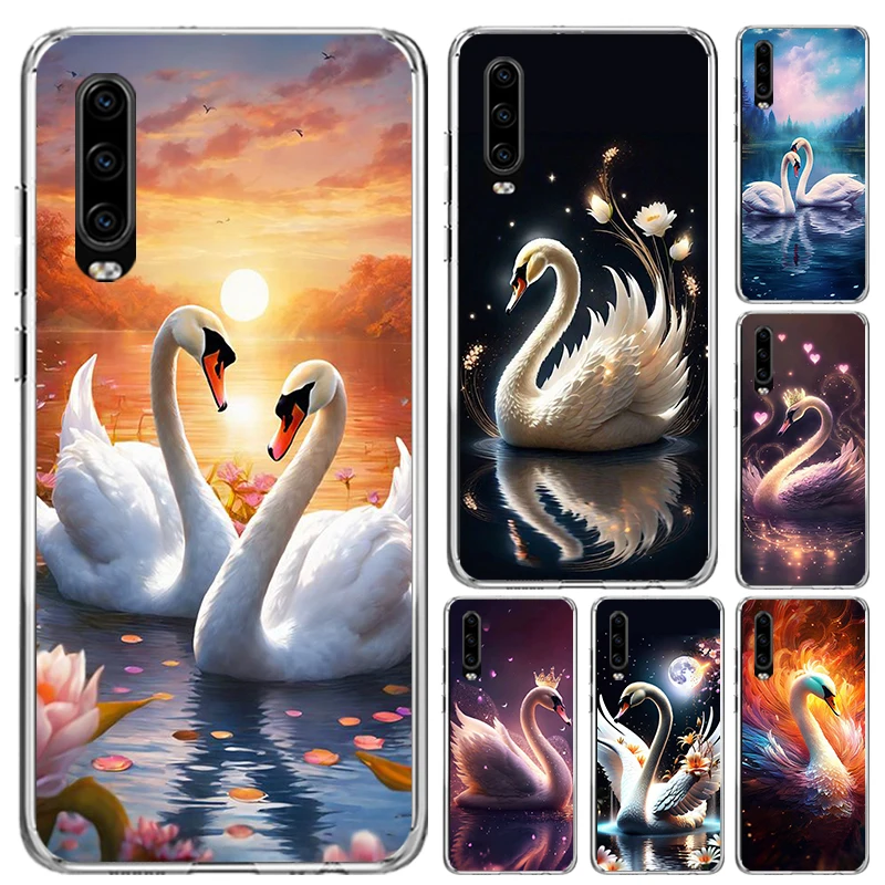 White Swan Grace Art Phone Case for Huawei P40 P30 P20 P10 Pro Mate 20 10 Lite P Smart Z Y5 Y6 Y7 Y9S Soft Funda Print Shell