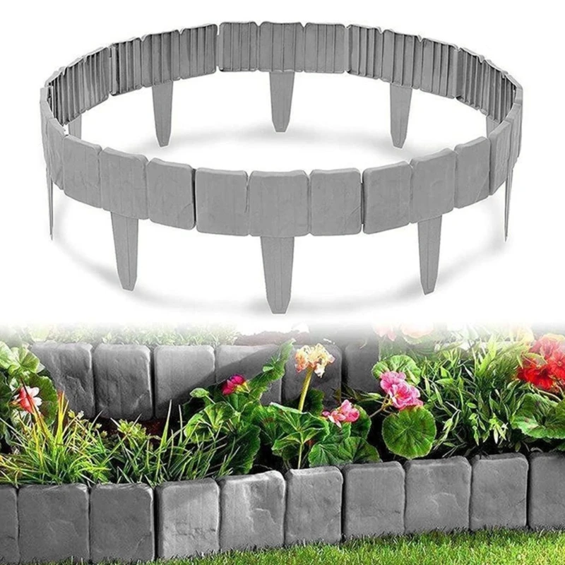 5/10/20Pcs Home Garden Border Edging Plastic Fence Stone Landscape Plant Fence