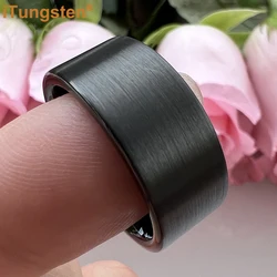 iTungsten 12mm 10mm Dropshipping Black Tungsten Wedding Band Men Women Engagement Anniversary Ring Flat Brushed Comfort Fit