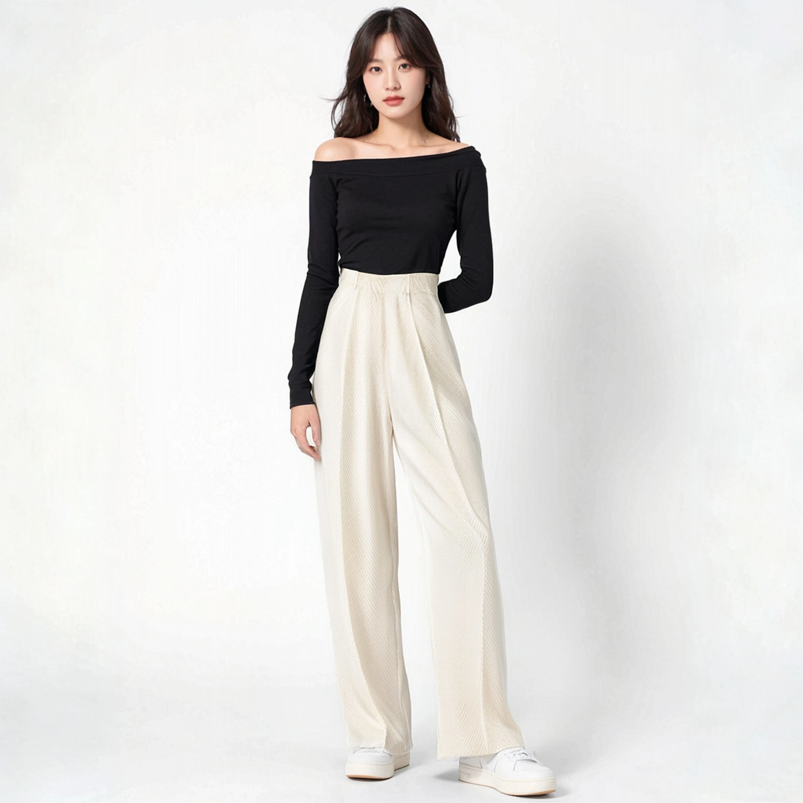 

Miyake Pleated Breathable Casual Versatile Cropped Pants for Women in Spring and Autumn Loose Oversized Thick Wide Leg Pants