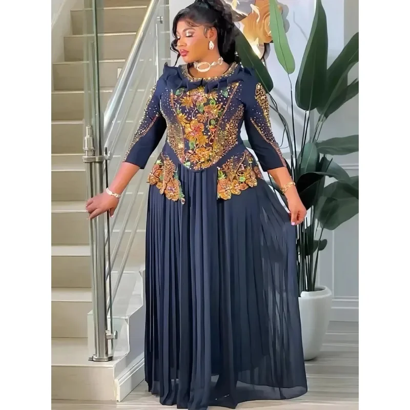

Elegant African Dresses for Women Dashiki Diamond Luxury Wedding Evening Party Long Dress Plus Size Ladies Clothing 2026