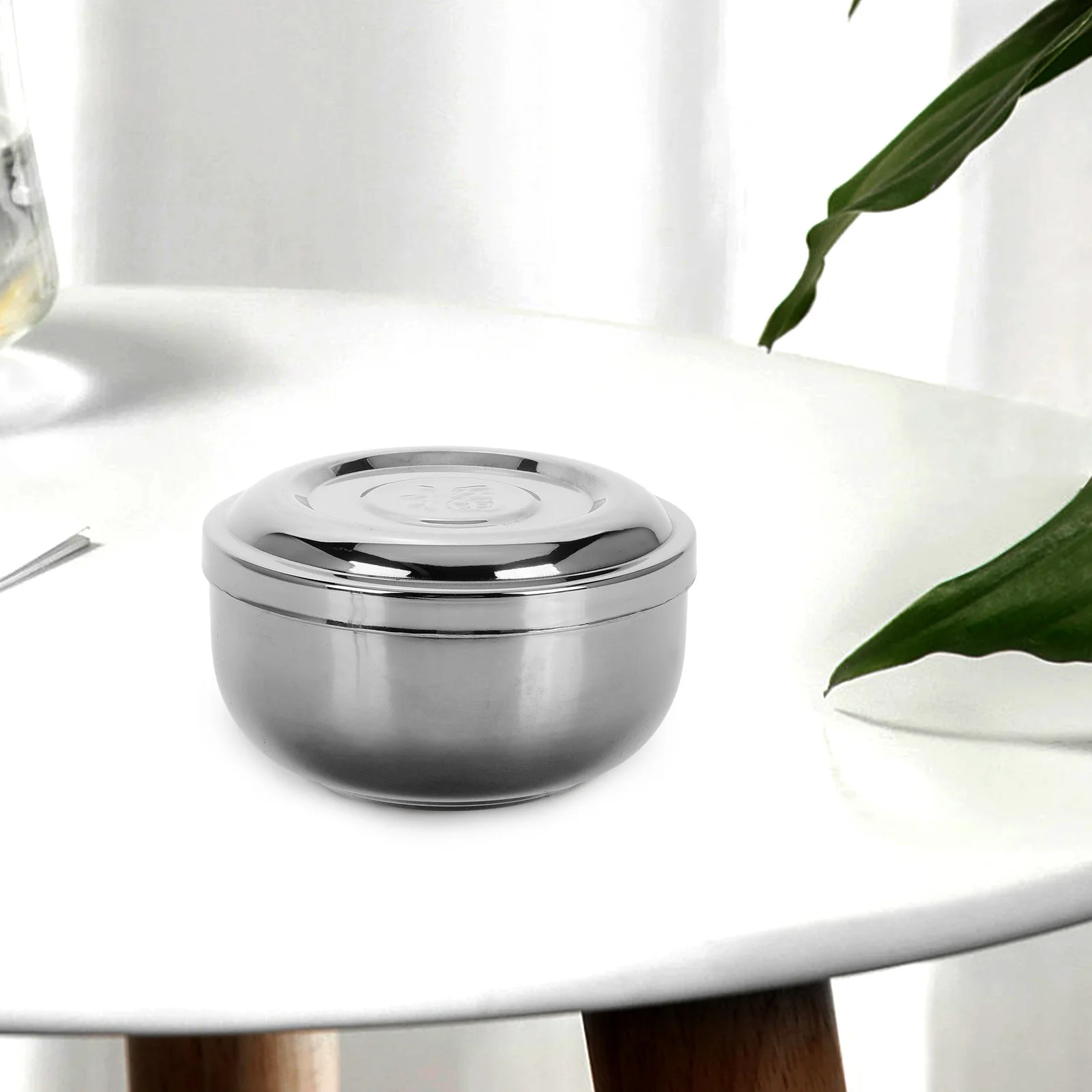 

Stainless Steel Korean Rice Bowl with Lid Heat Resistant Soup Bowl for Rice Noodles Small Dishes Asian Kitchenware Serving Ware