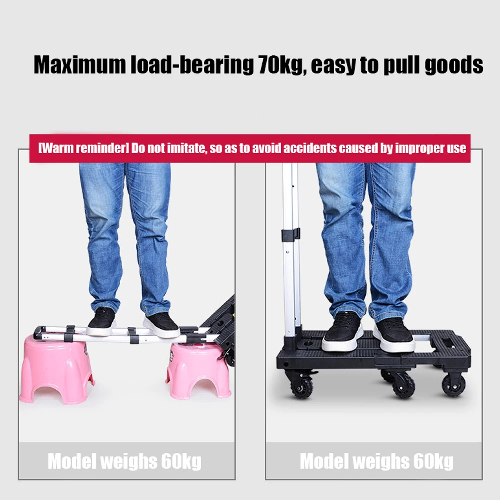 150kg extendable base Heavy Duty Foldable Hand Sack 7 Wheels Trolley Folding Truck Barrow Cart Travel Portable Home Use