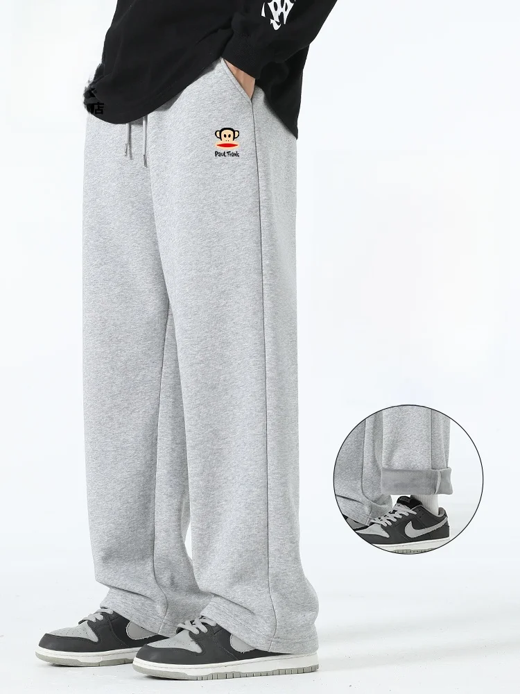 

Мужские повседневные брюки прямого кроя с флисовой подкладкой, утепленные спортивные штаны для осени и зимы, модный городской стиль