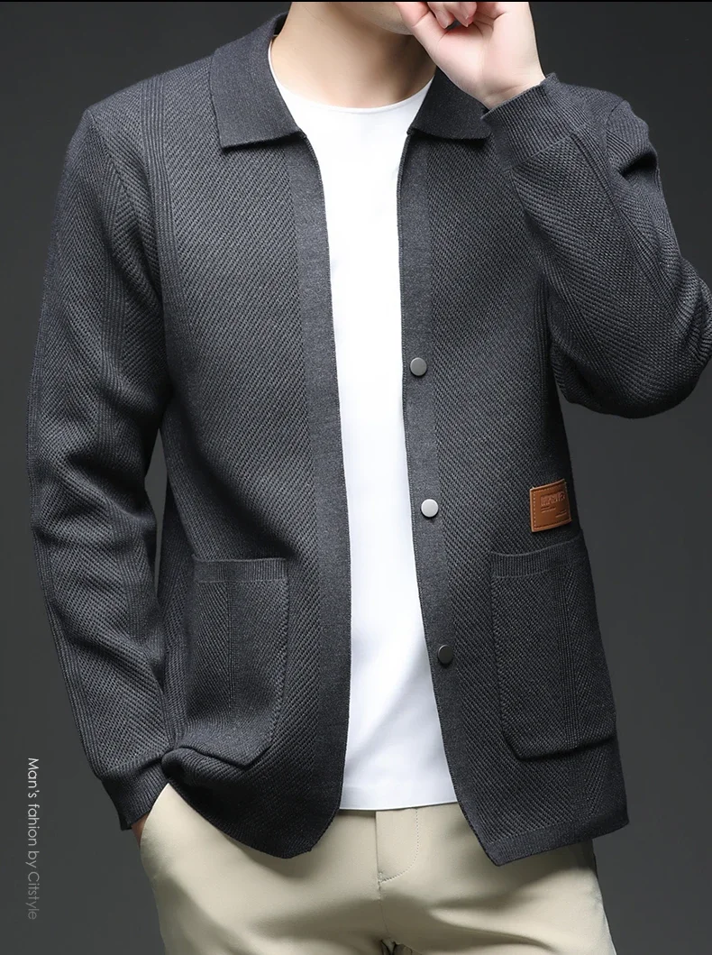 Pierre Cardin Cardigan lavorato a maglia a maniche lunghe autunno 2025 da uomo Capispalla versatile alla moda con mantella