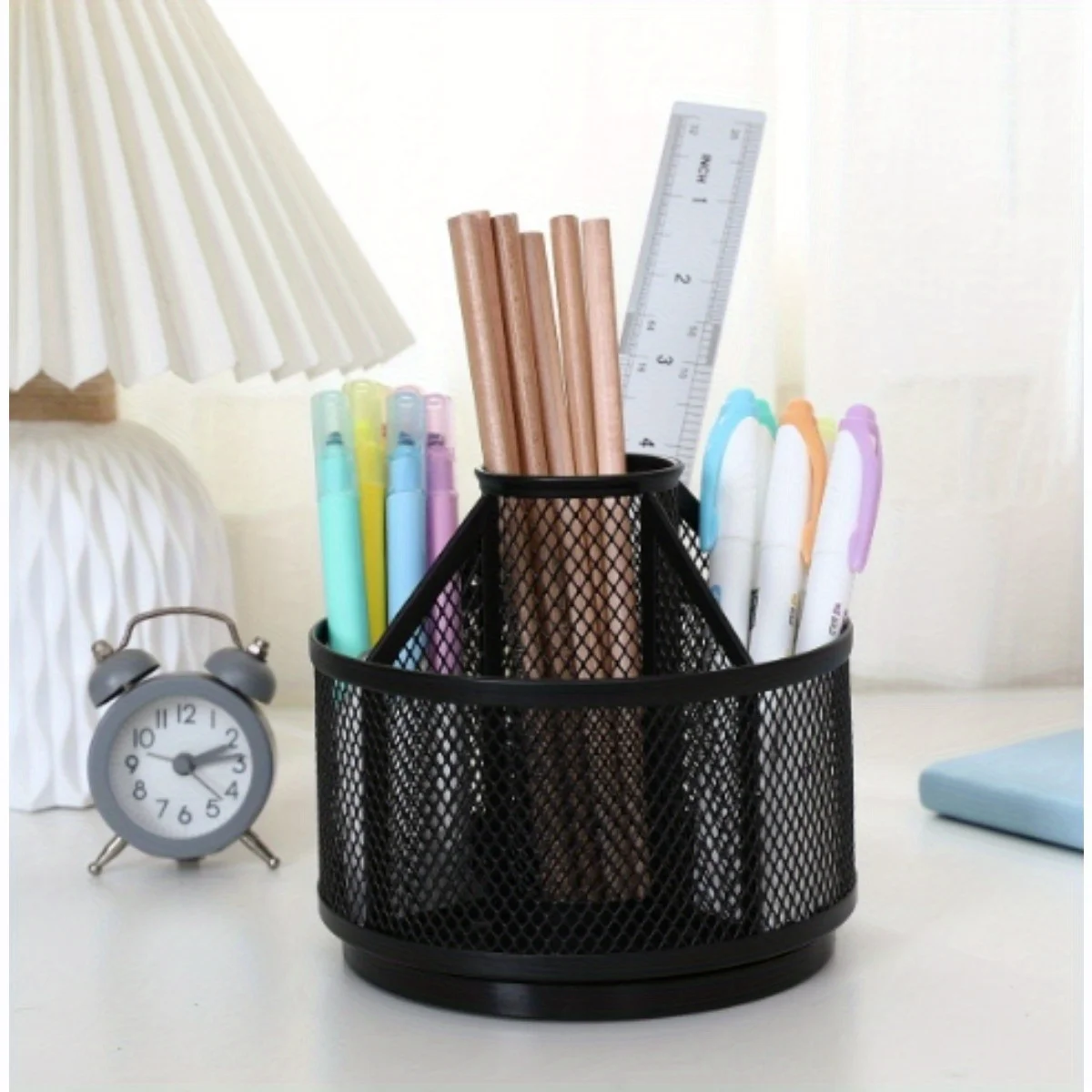 Rotating Pencil Holder For Desk, Supplies Organizer Pen Caddy,Compartments Spinning Multi-Functional Large Pen Holder For Desk