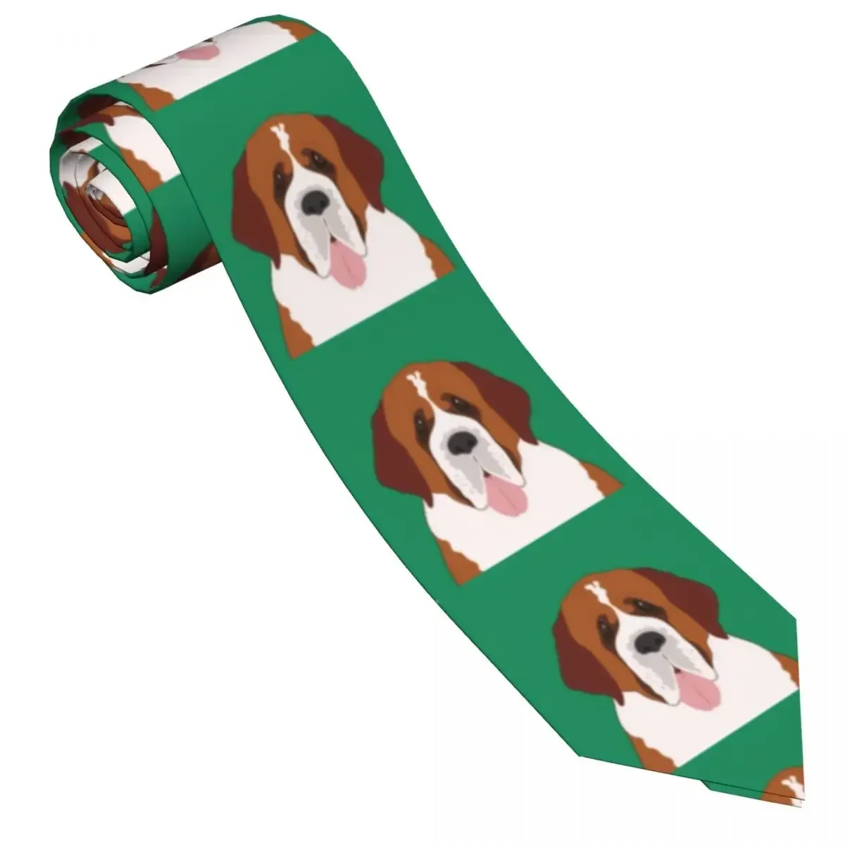 Mens Tie Slim Skinny Saint Bernard Dog Necktie Fashion Free Style Tie for Party Wedding