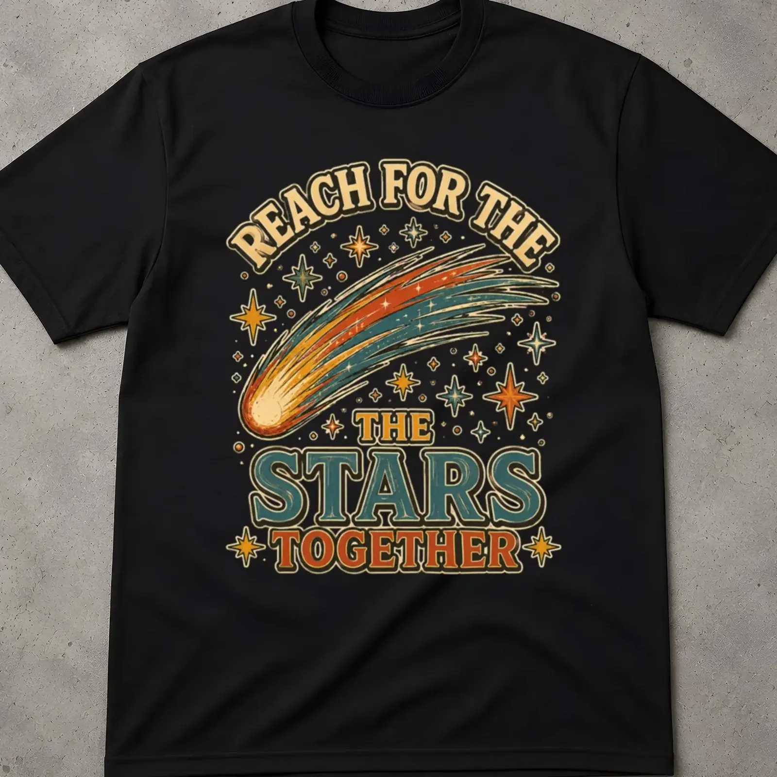 Reach For The Stars Together Vintage Comet Celestial Astronomy T Shirt Motivational Space Themed Educator Fans vintage Washed