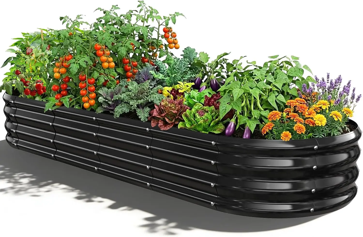 

Oval Raised Garden Bed, 6 x 2 x 1FT, Galvanized Steel Planter Box with Wave-Shaped Metal Panels Painted for Outdoor Flow