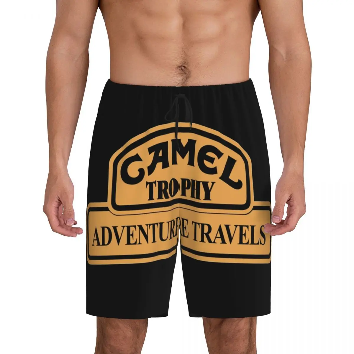 

Custom Camel Trophy Pajama Bottoms for Men Lounge Sleep Shorts Stretch Sleepwear Pjs with Pockets