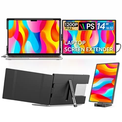 14 Inch Portable Monitors 1200P HDR External Screen for Laptop XBox PS4 5 Switch, Second Display Compatible with 14-17.3 Laptops