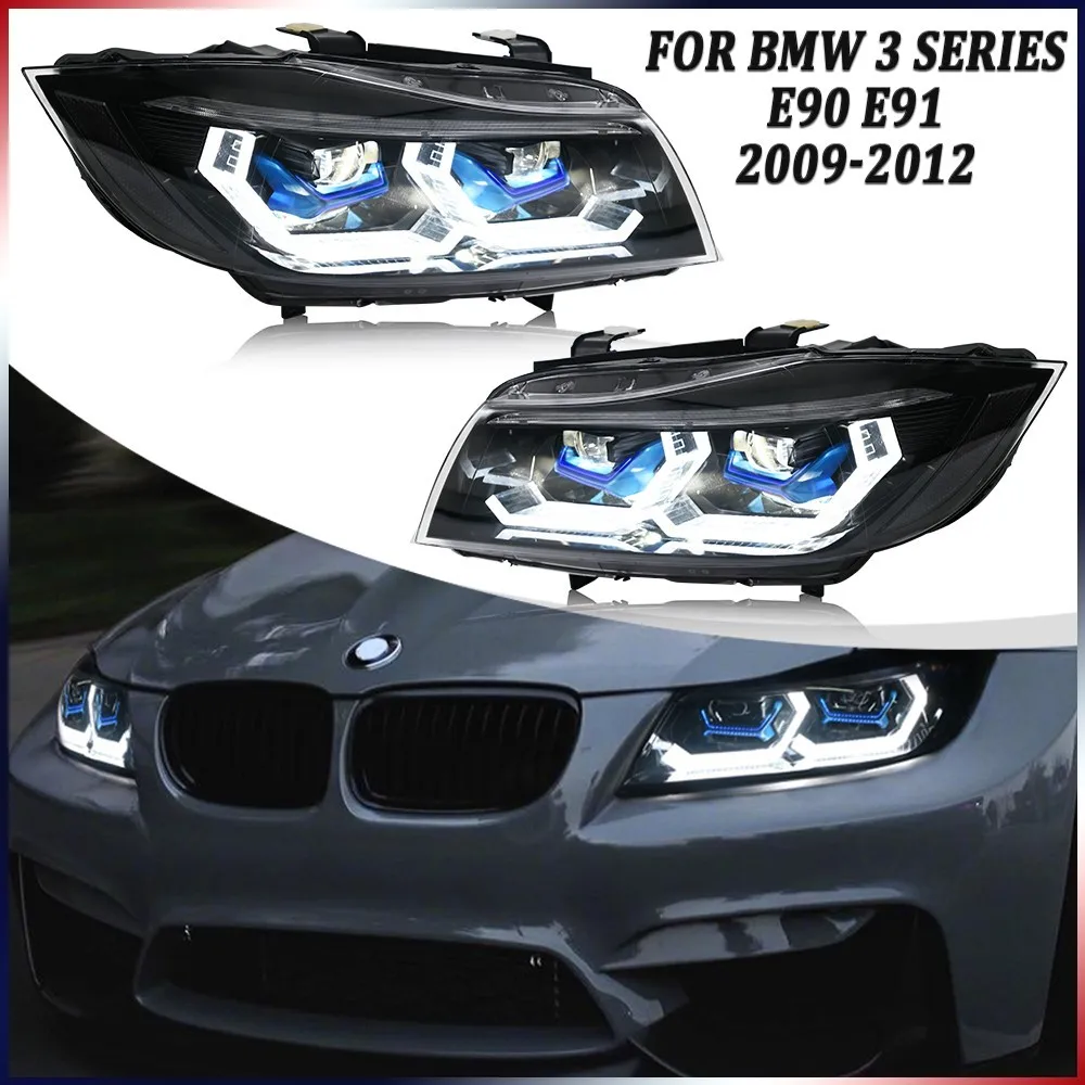 

2 шт. светодиодные фары в сборе для BMW 3 серии E90 E91 2009-2012, передние фары в сборе, аксессуары для фар DRL