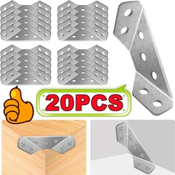 20-1PC Stainless Steel Angle Corner Brackets Universal Furniture Corner Connector Brace Joint Fastener Bedframe Cabinet Drawer