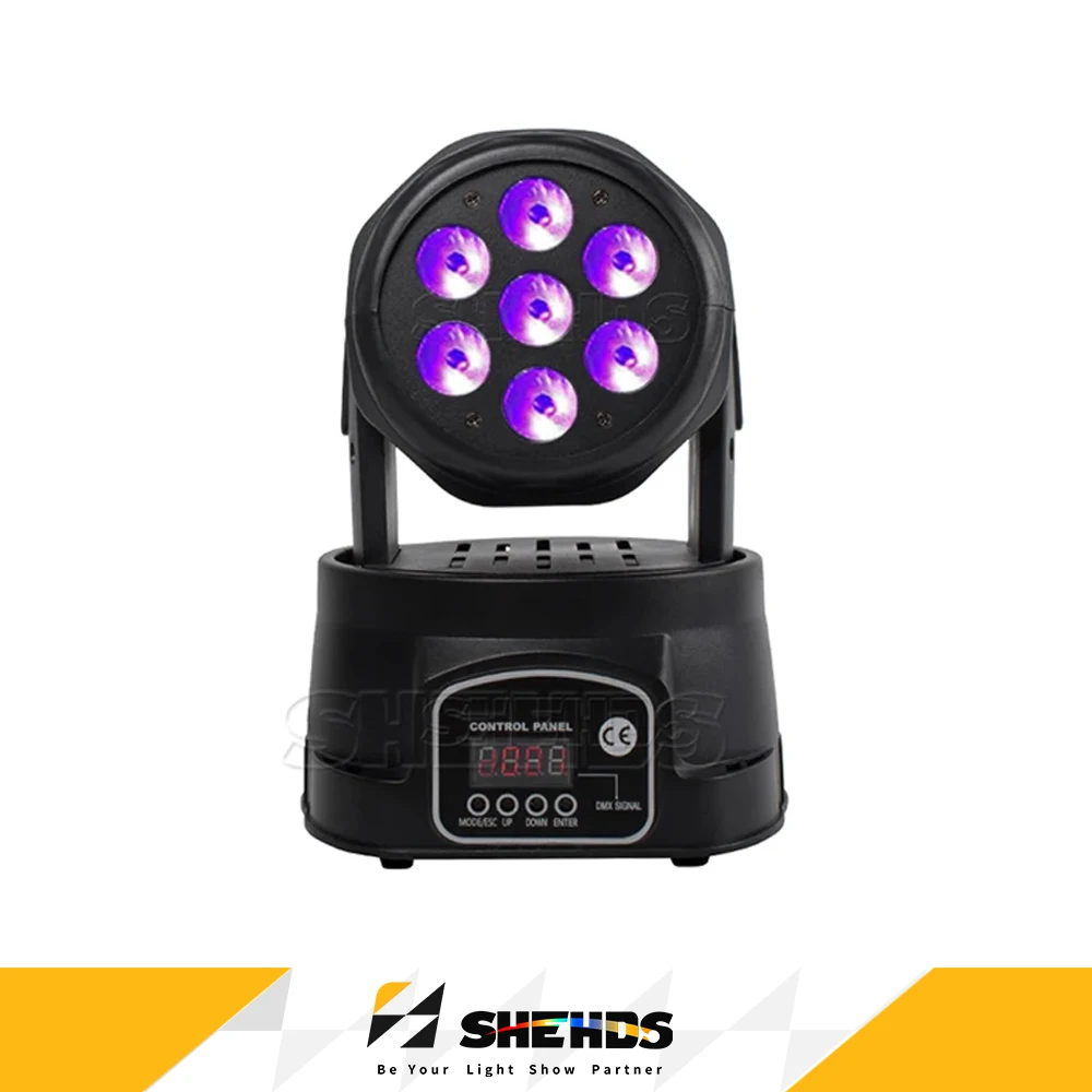 

SHEHDS 7x18w LED Moving Head Wash Stage Lighting RGBWA UV 6in1 Professional DMX512 For Disco DJ Music Party KTV Nightclub Lights