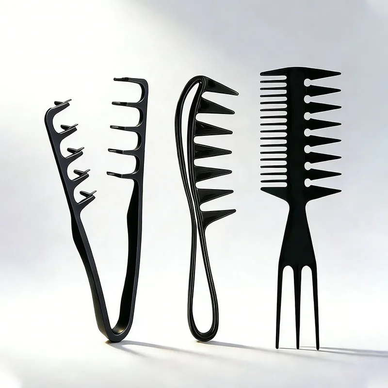 Set de Peines de Peluquería con Diseño de Espina de Pescado, Cepillo Desenredante Ergonómico Antideslizante para Todo Tipo de Cabello, Húmedo o Seco, para el Hogar y Viajes