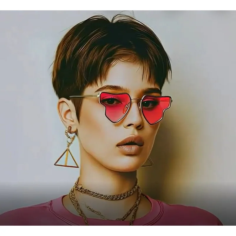 النظارات الشمسية الأمريكية الرجعية الحب إطار صغير الأزياء كبار مصمم على شكل نظارات شمسية حار الشارع النار نظارات شمسية مقاومة للشمس