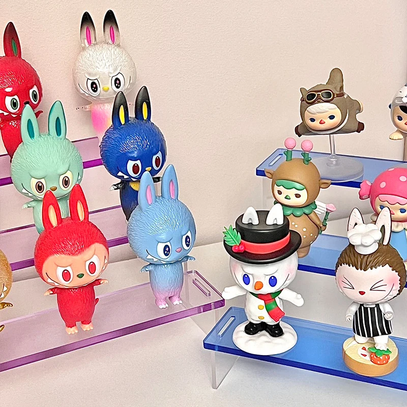 Acrylic Display Stand,3 Tier Pink Display Risers for Funko POP Figures,Pop Mart Labubu Dolls,Cupcakes Stand,Perfume Organizer