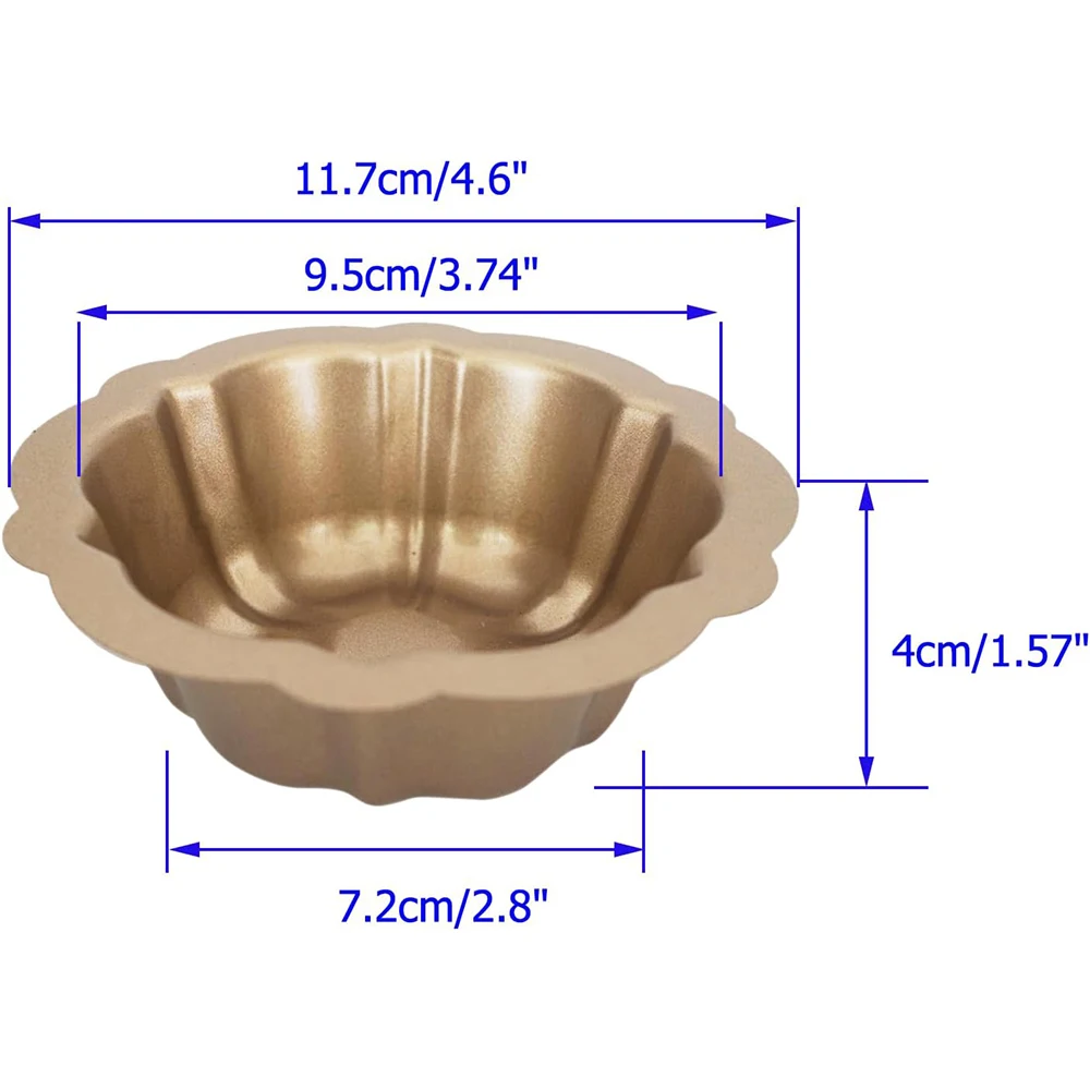 Carbon Steel Mini Bundt Cake Pans 4 Inch Nonstick Fluted Baking Mold Pumpkin Muffin Pan for Cupcake Brownie Baking Accessories