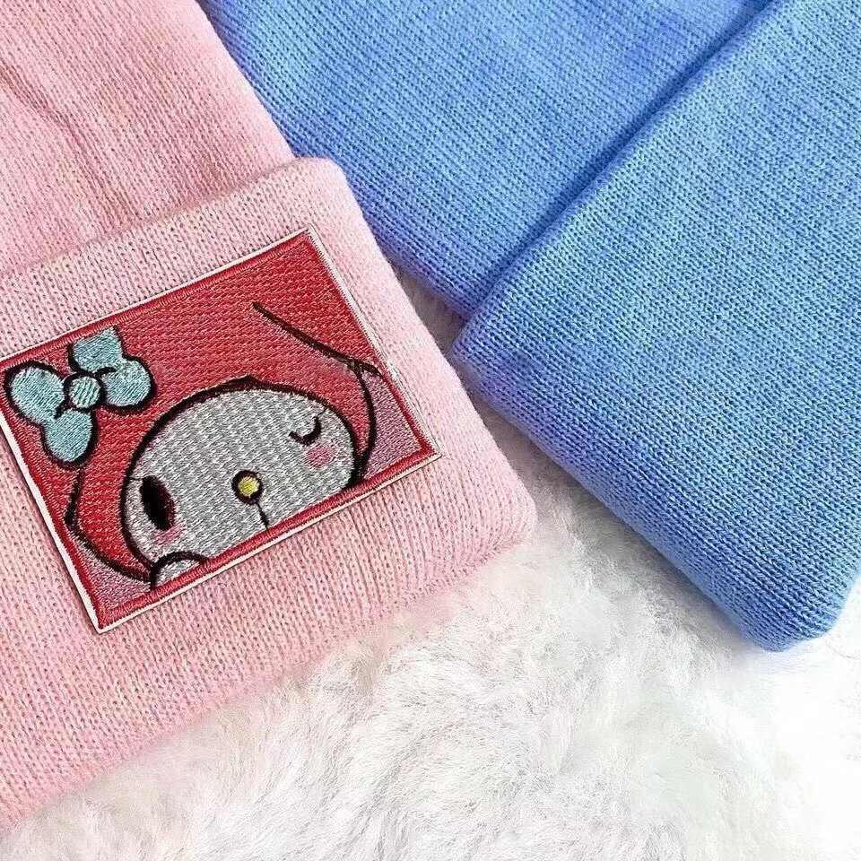 Sanrio kuromi zima teplý úplet čepice kreslený ahoj kočička cinnamoroll melodie měkké pohodlné lyže cyklistika čepice čepice dívčí dárky