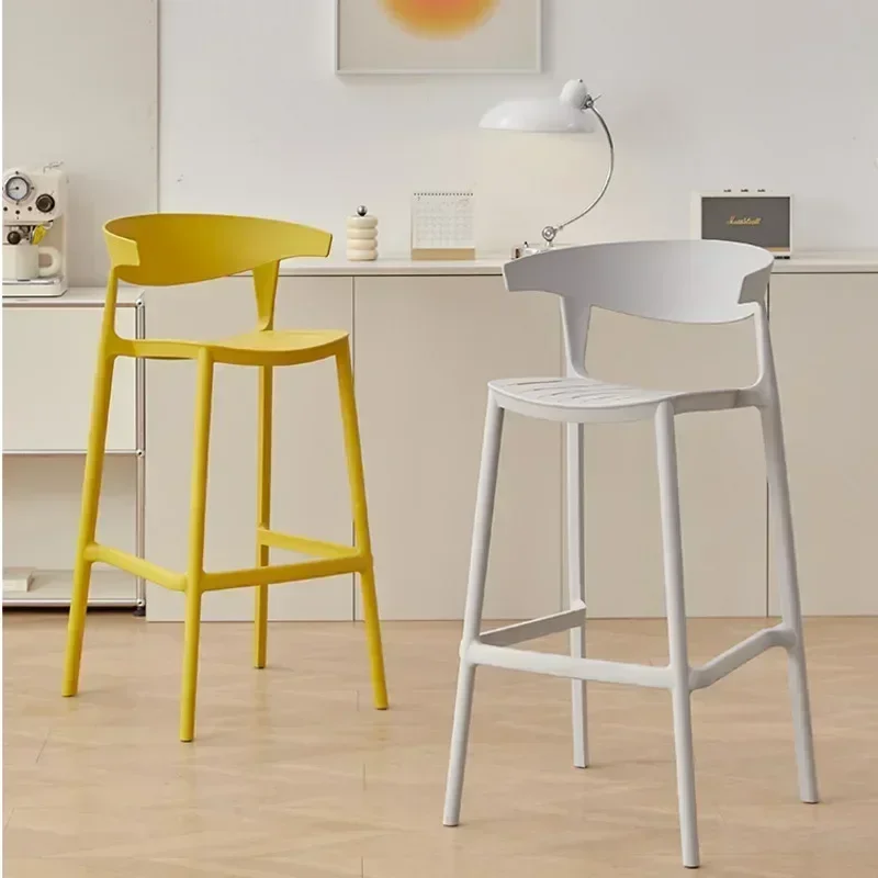 Taburete alto de cocina Simple nórdico, silla de Bar de ocio para el hogar, silla de comedor de diseño de plástico plegable moderna, muebles para sala de estar