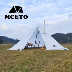 Upgraded 5M Oversized Pyramid Tent With Chimney Hole With Snow Skirt Teepee Tipi Outdoor Camping Tent Shelter 5-8 People