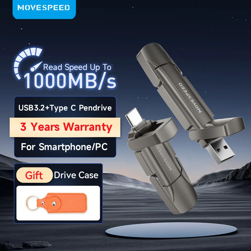 Твердотельный накопитель MOVESPEED, 1000 Мб/с, 1 ТБ, USB 512, 2 поколения, флеш-накопитель Type-C, 256 ГБ, 128 ГБ, ГБ, флеш-накопитель для ПК, смартфона, ноутбука