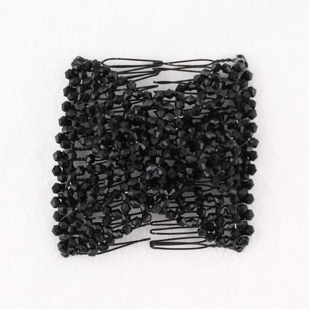

4pcs Double Head Comb Beads Stretchy Slide Handmade Steel Bun Clips For Thick Thin Hair Durable Flat Design Comfortable Outdoor