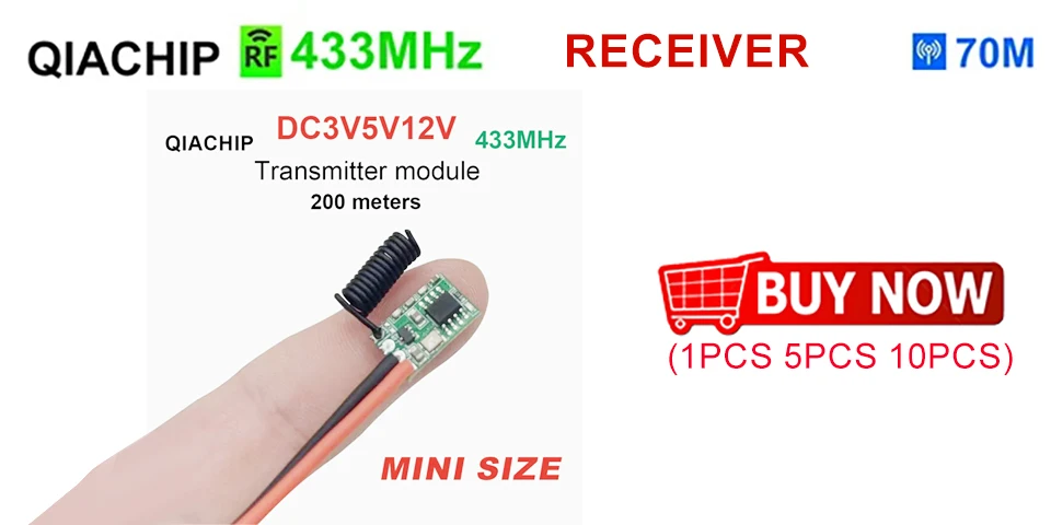 433 Mhz Wireless DC 3,6 V-24 V Fernbedienung Schalter 1 CH RF Sender Modul 433,92 MHZ relais Empfänger LED Licht Controller Kit – Detail 1