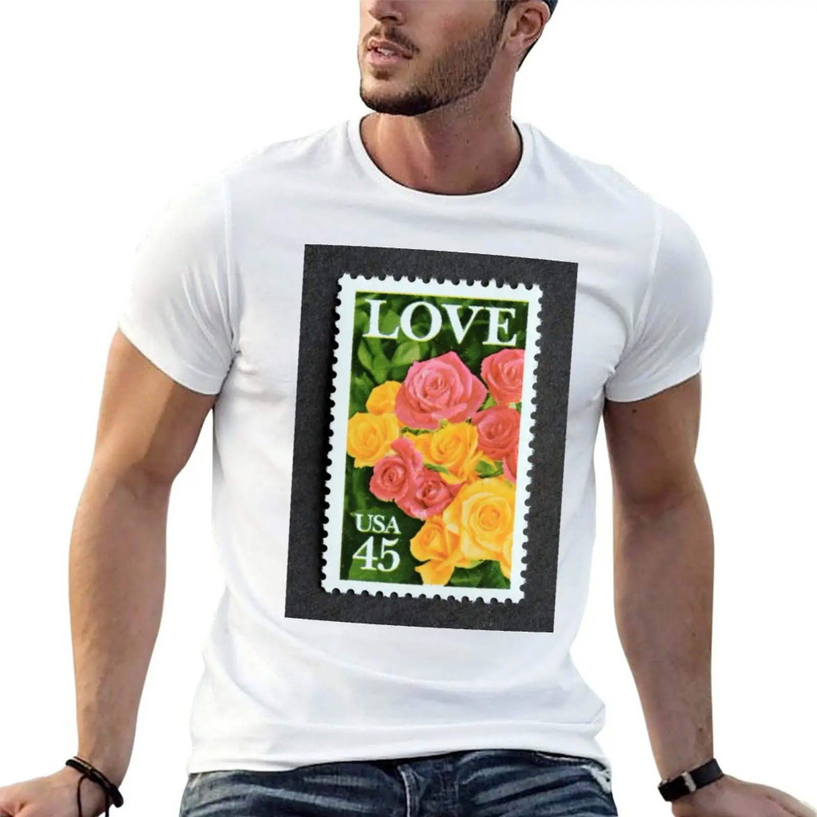 1988 45? Love Roses Postage Stamp T-Shirt basketball graphic tees custom t-shirts anime shirts men