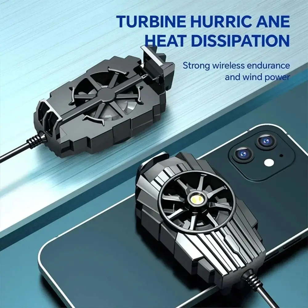 Radiator ABS do telefonu komórkowego, kabel USB do ładowania, lekki wentylator chłodzący do telefonu, rozciągliwa klamra, turbo huraganowy cooler do gier