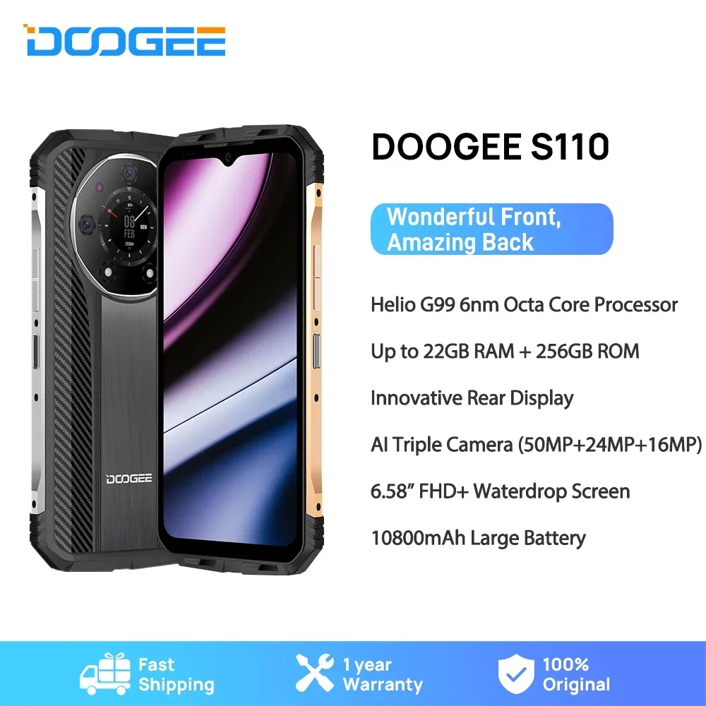 

Смартфон DOOGEE S110, 12 + 256 ГБ, 6,58 дюйма, Helio G99, 8 ядер, 66 Вт, 10800 мАч