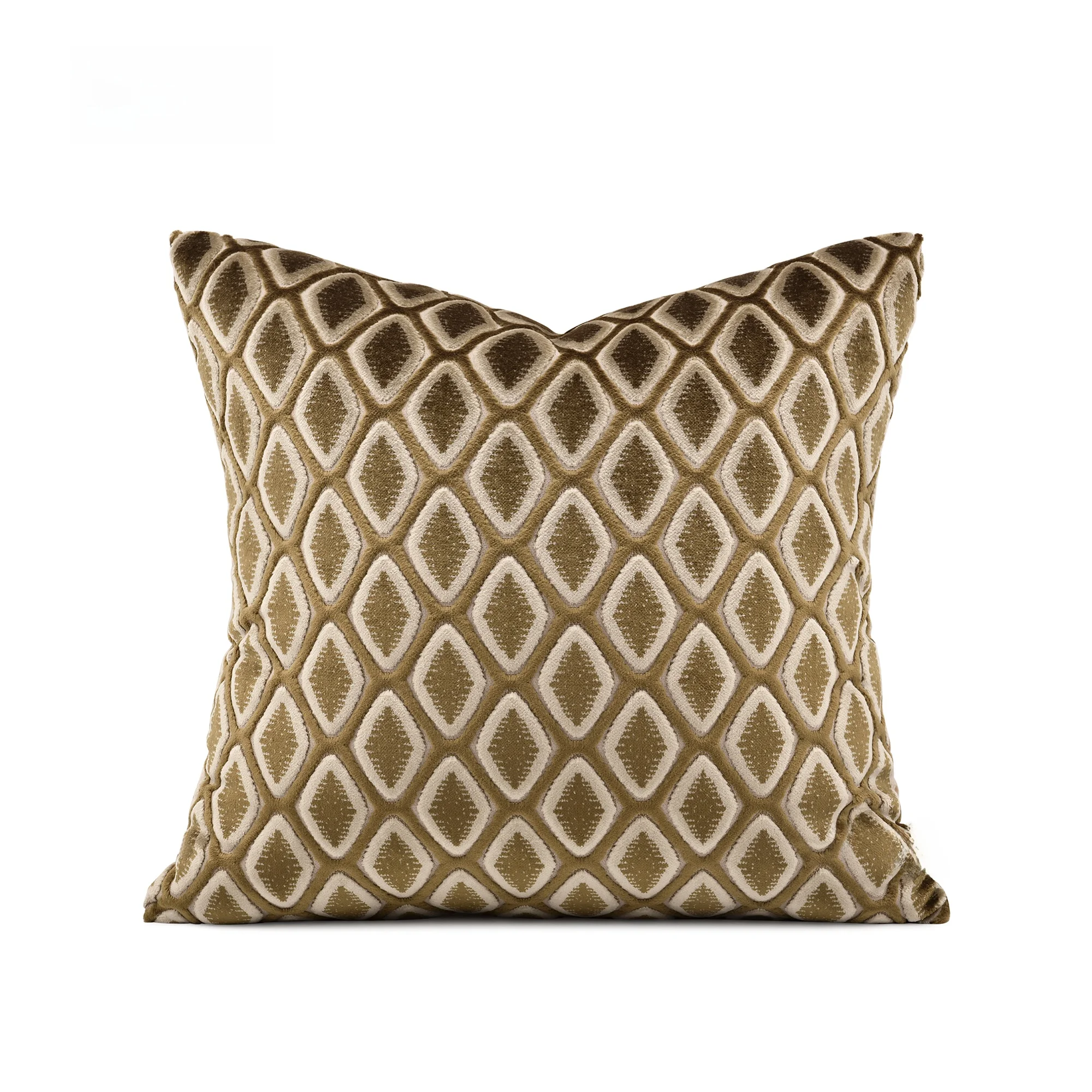 

Luxury Faux Fur Geometric Patterned Pillow Villa Model Room Decoration Cushion Champagne Gold Pebble Design Square Pillow