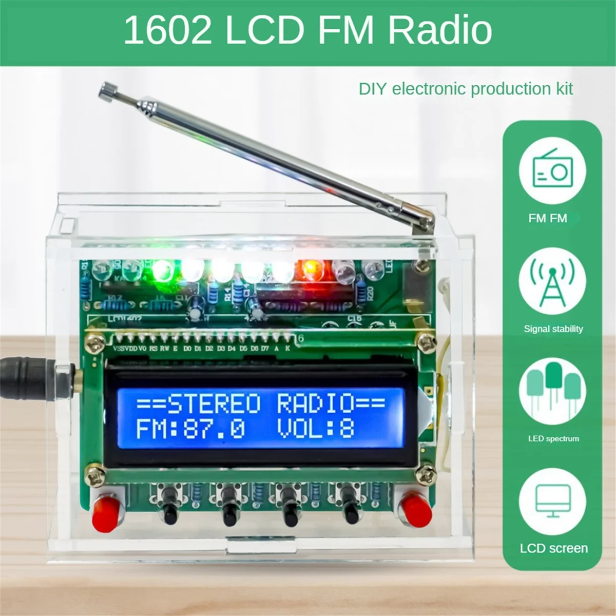 ABBH-RDA5807 87MHZ-108MHZ FM-radio DIY-kit FM elektronische DIY-circuitonderdelen LED digitaal display met indicator Solderen