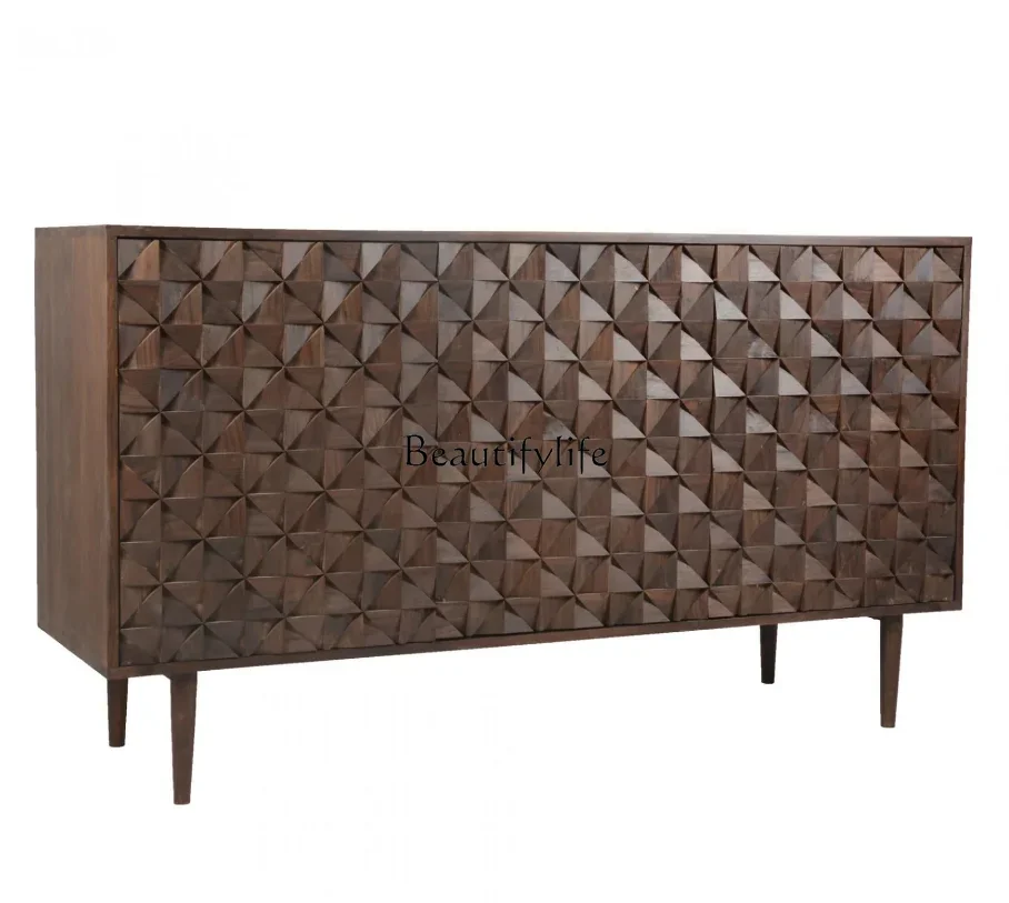 LS 04 خزانة جانبية لتناول الطعام من الخشب الصلب في العصور الوسطى، خزانة جانبية لتناول الطعام على الطراز القديم من وابي سابي