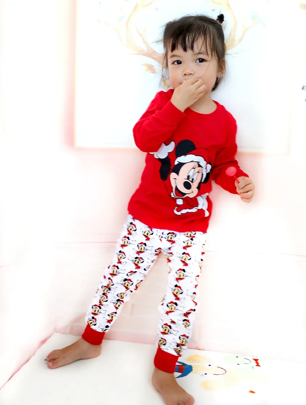 Spring Autumn Children\'s Clothing Boys  Christmas Mickey Cartoon Sleepwear Clothes Kids Pajamas Set Baby Girls CottonPyjamas