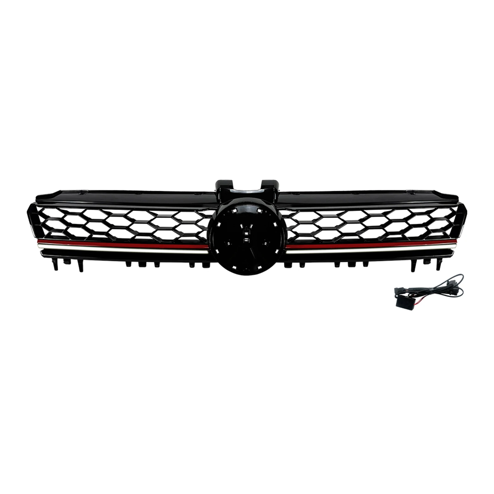 Racing Grill Front Grille Mesh Grid Upper Bumper Hood Cover Trim For Volkswagen VW Golf 7 MK7 GTI 2013-2016 Gloss Black view 2