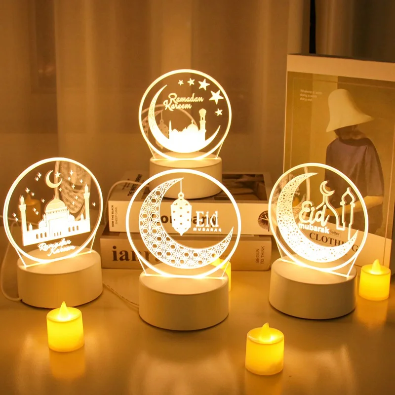 Eid Mubarak 3D Led Lamp Ramadan Night Light Led Moon Star Eid Bedroom Decoration Light Ornament Ramadan Decoration For Home 2024