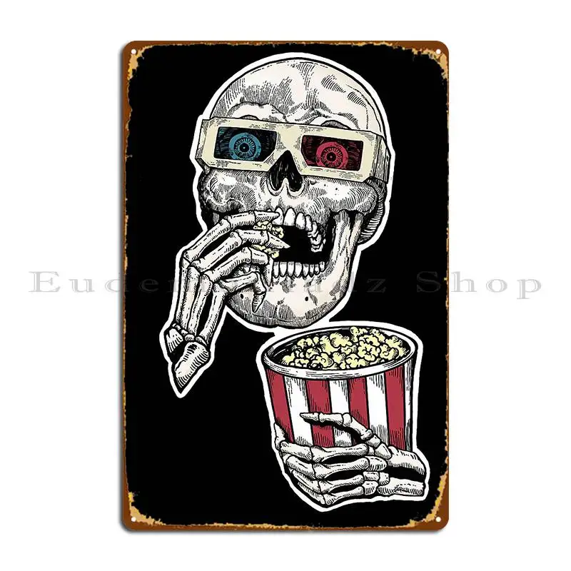 3d Skull And Popcorn Metal Plaque Poster Party Home Garage Design Design Tin Sign Poster