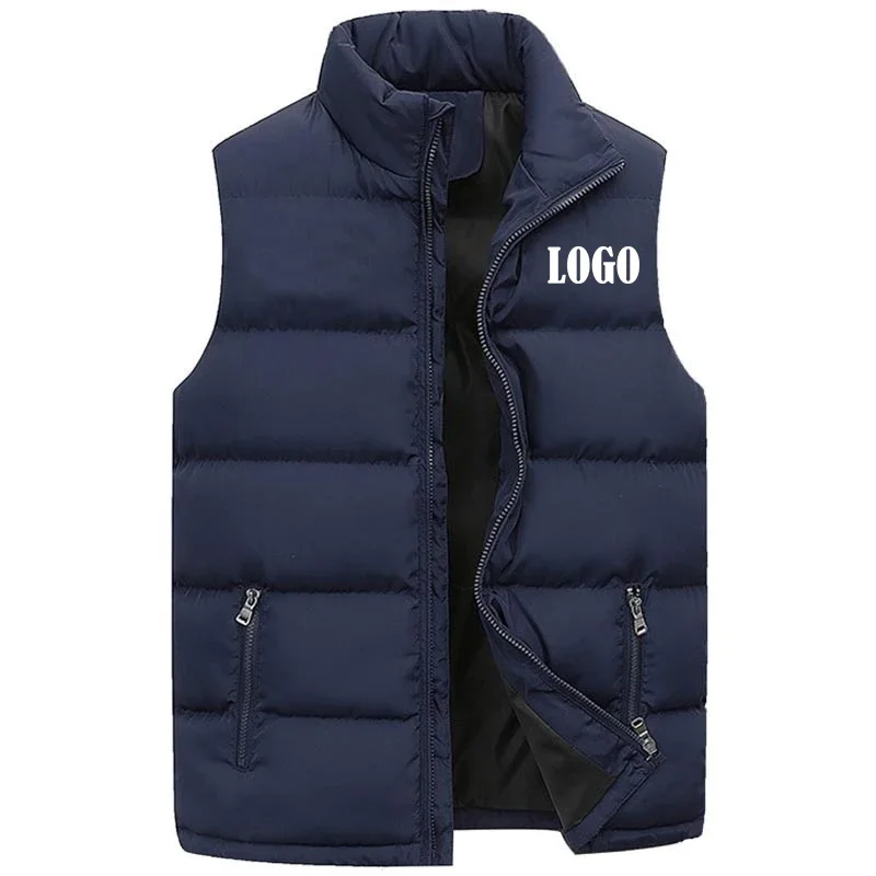 Custom Unisex Warm Padded Vest Jacket Sleeveless Coat for Men Women Autumn Winter Quilted Outerwear Thickened Zip Up Casual Outd