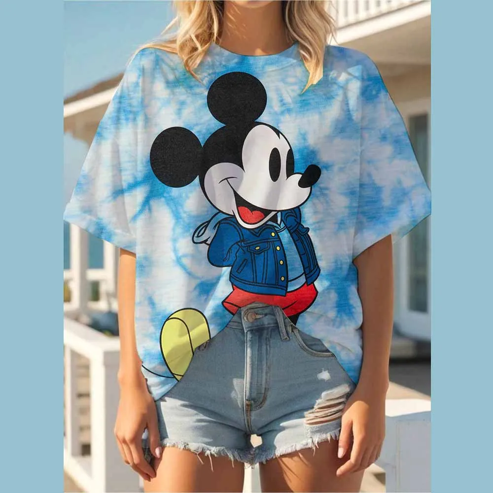 Disney Clothing Graphic T-shirt Tee Top Fashion Summer O-neck Mickey Mouse Printed Short Sleeve T Shirt Women Clothes