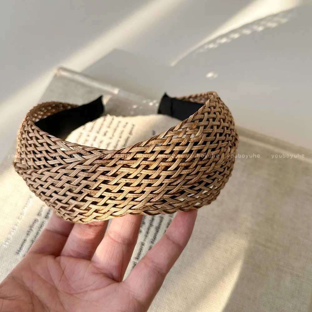 

Hollow Straw Weave Headband Hair Band Headwear Wide Edge Hairband Korean Style Vacation Style Bohemian Style Hair Hoop Makeup