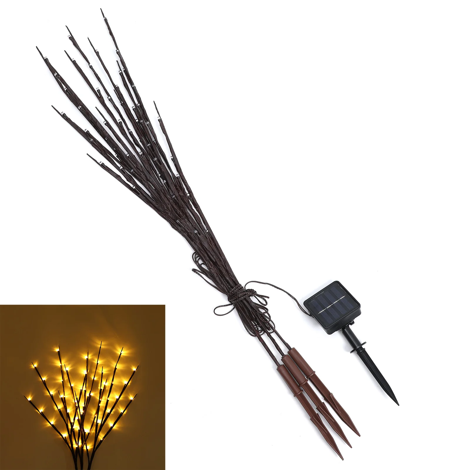 

Solar Powered Tree Branch Light 60 Leds Warm Light Branch Tree Lights for Home Holiday Party Event Decoration Lighting