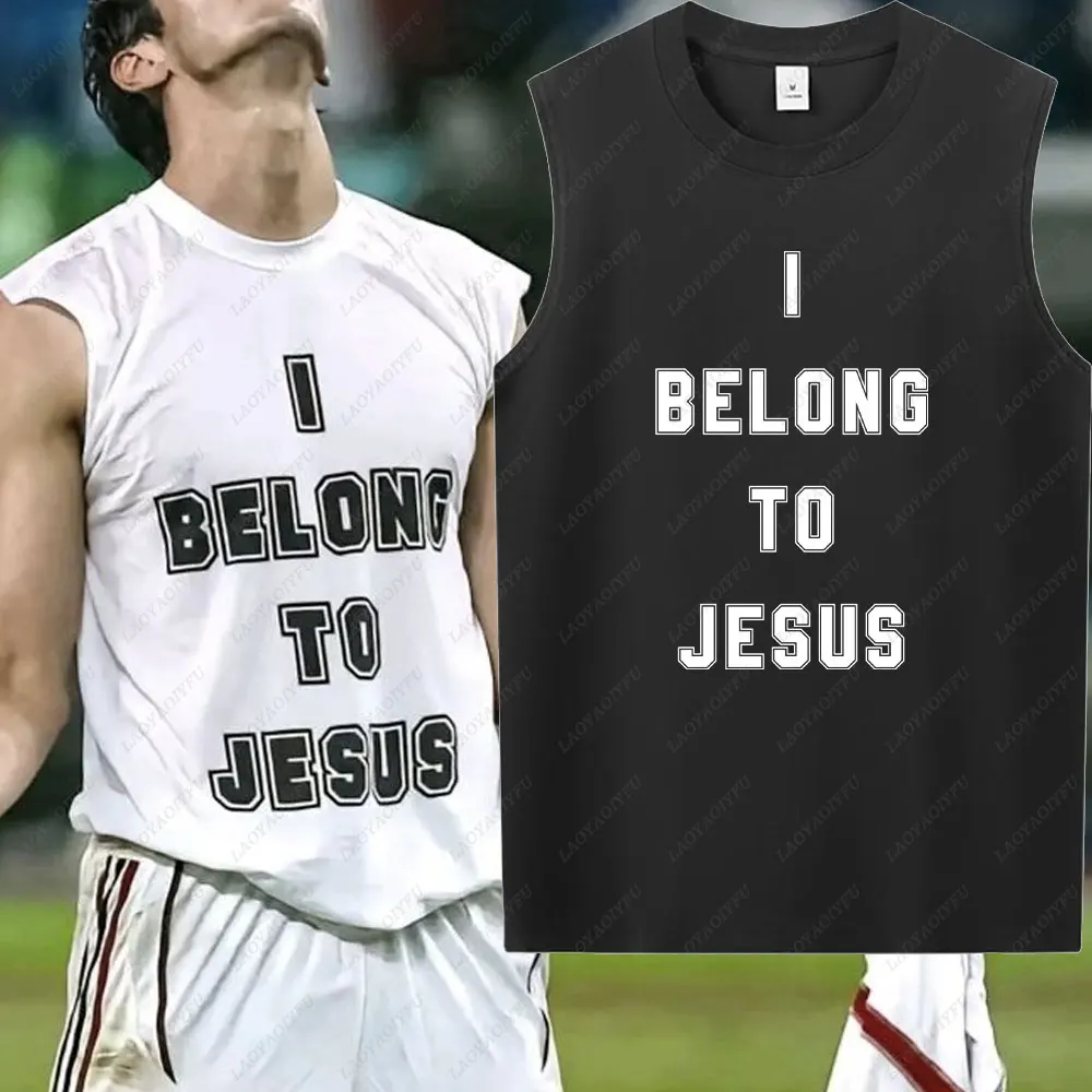 I Belong To Jesus Men Vest Cotton T-Shirt Summer Fashion Casual Sleeveless Vest Cultural Tshirt Men Clothing Tops - Image 5