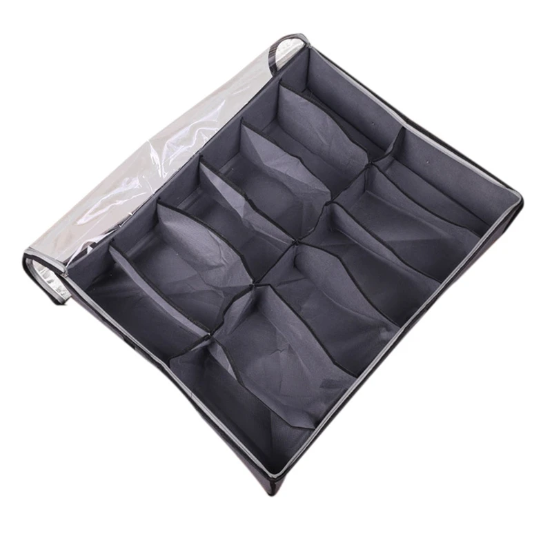 Under Bed Shoe Storage Organizer, Foldable Fabric Shoes Container Box With Clear Cover See Through Window Storage Bag