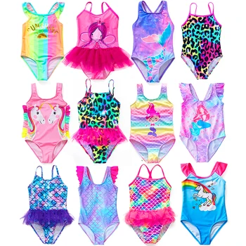 マーメイド フィッシュ スケール ユニコーン ワンピース ガールズ 水着 4-8 歳用