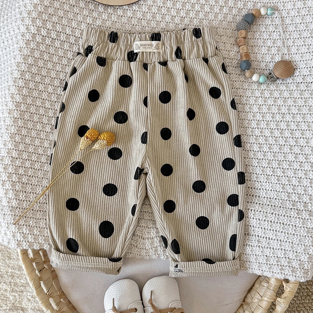 MILANCEL Babyhosen 6M-3T Baby Jungenhosen Niedliche Schleifen-Punkte Kleinkind Freizeithosen Herbst Cordhosen für Babymädchen – Detail 11