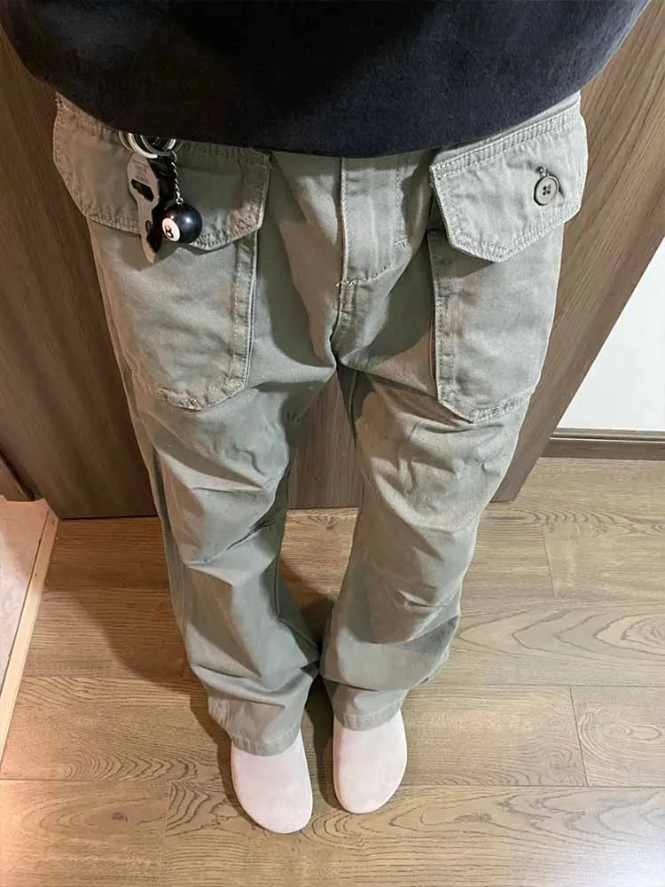 

Мужские повседневные рабочие брюки в американском стиле High Street, свободные прямые сложенные длинные брюки в стиле ретро, молодежные Vitali Sle